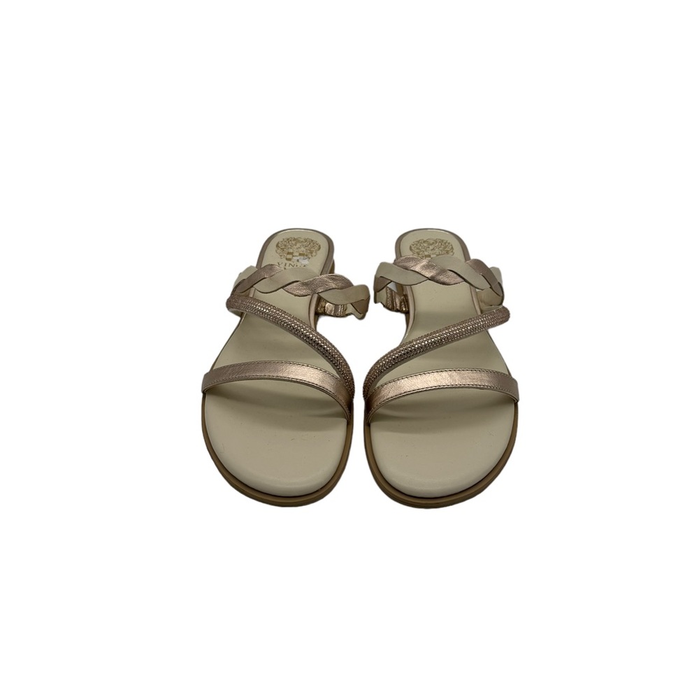 Vince Camuto Leather Gold Flat Sandals Size 9 - Picture 2 of 7